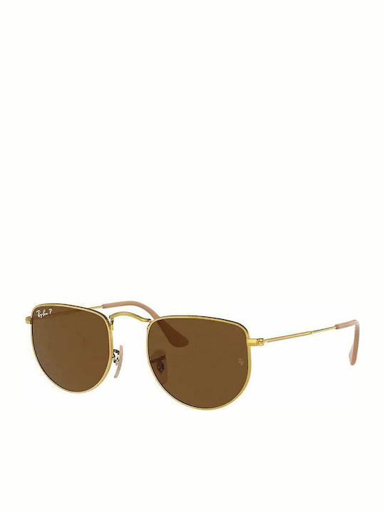 Ray Ban Elon Sunglasses with Gold Metal Frame and Brown Lens RB3958 919657