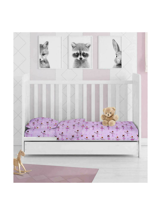 Dimcol Ballerina Baby Bettlaken Für Wiege Flanell Flieder 80x110cm
