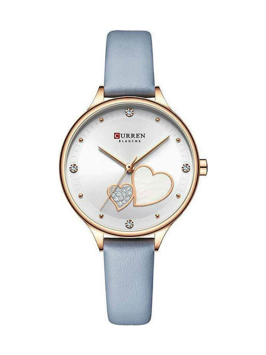 Curren Women's Watch with Light Blue Leather Strap