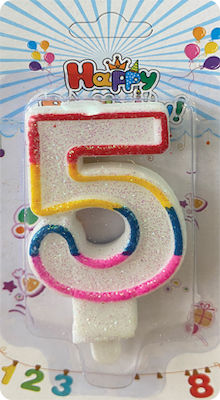 AGC Birthday Candle Number "5" Multicolored 10904023-5