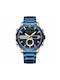 Curren Watch Chronograph Battery with Blue Metal Bracelet