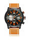 Curren Uhr Chronograph Batterie mit Lederarmband Orange/Black