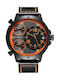 Curren Uhr Chronograph Batterie mit Lederarmband Orange/Black