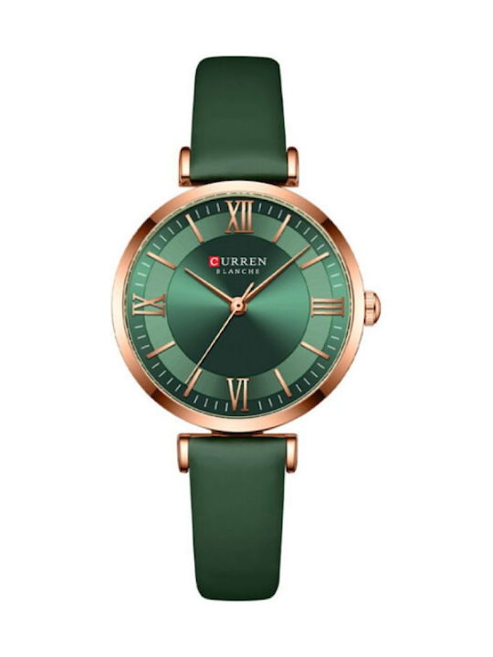 Curren Watch with Green Leather Strap