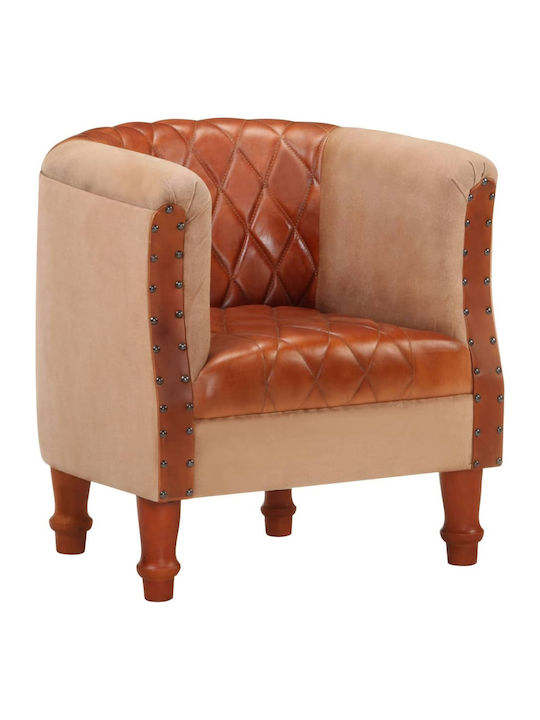 Armchair from Genuine Leather Coffee 60x57x64cm
