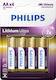 Philips Ultra Μπαταρίες Λιθίου AA 1.5V Μιας Χρήσης (High Performance) 4τμχ