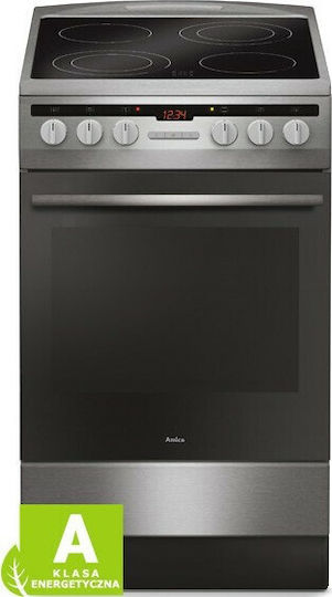 Amica 57CE3.315HTaQ(Xx) Κουζίνα 62lt με Κεραμικές Εστίες Π50εκ. Inox