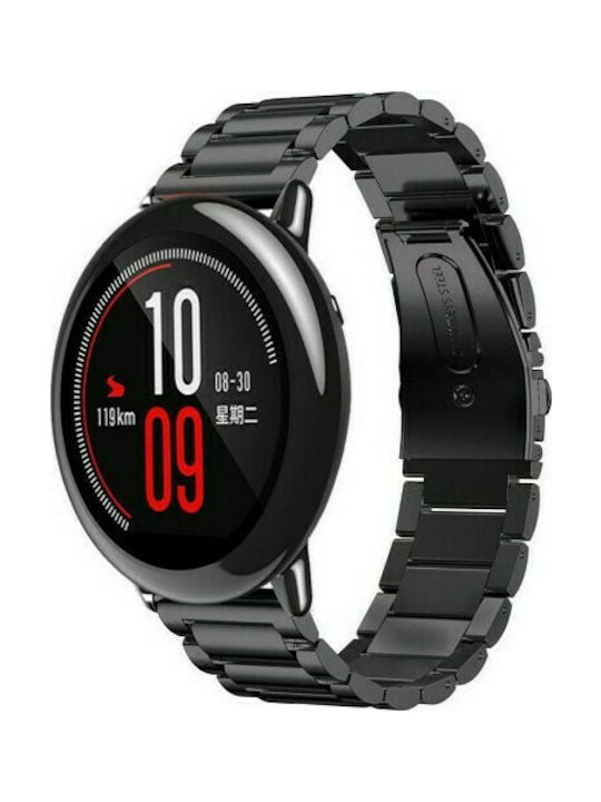 QuickFit Edelstahl Schwarz Ersatzarmband für Samsung Galaxy Watch3(45mm)/Watch(46mm)/Huawei Watch 3 (46mm)/ Watch 3 Pro (48mm)/GT 2/Pro/Honor GS Pro/Amazfit GTR 3 (46mm)/GTR 3 Pro/GTR(47mm)/ Stratos 3(48mm) (22mm)