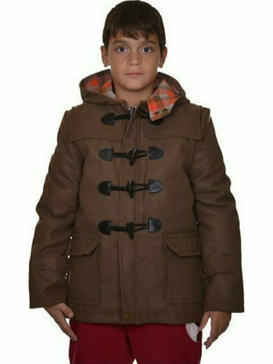 Kids Montgomery Coat Long Hooded Brown