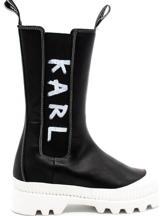 Karl Lagerfeld Кожени Дамски Челси Ботуши Черни