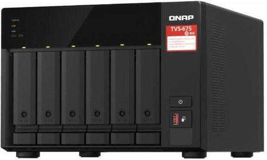 QNap TVS-675-8G NAS Tower με 6 θέσεις για HDD/M.2/SSD και 2 θύρες Ethernet