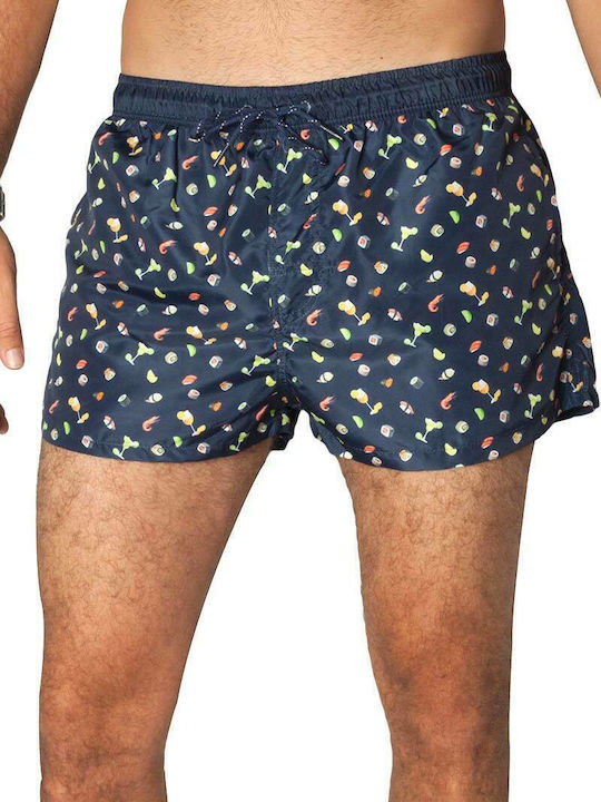 Costum De Baie Bărbați Pantaloni Scurți Albastru Marin Cu Modele
