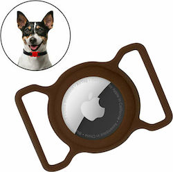 Hurtel Flexible Cover Silicone Pet Collar Case for AirTag Brown