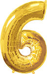 Balloon Foil Jumbo Number 6 Gold 90cm