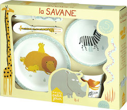 Petit Jour Paris Feeding Set Savane made of Melamine Yellow 5pcs