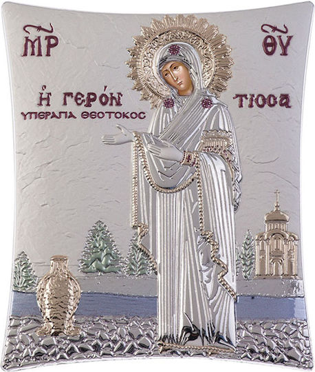 Slevori Saint Icon Panagia Gerontissa Silver 4.3x5.4cm