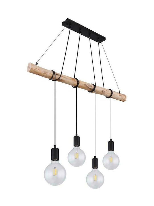 Globo Lighting Auston Pendant Chandelier Rail for 4 Bulbs E27 Beige