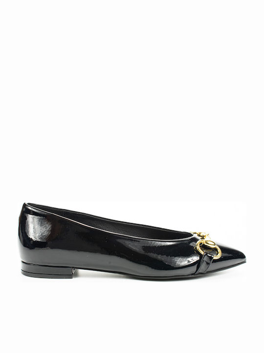 Sante Patent Leather Pointy Ballerinas Black