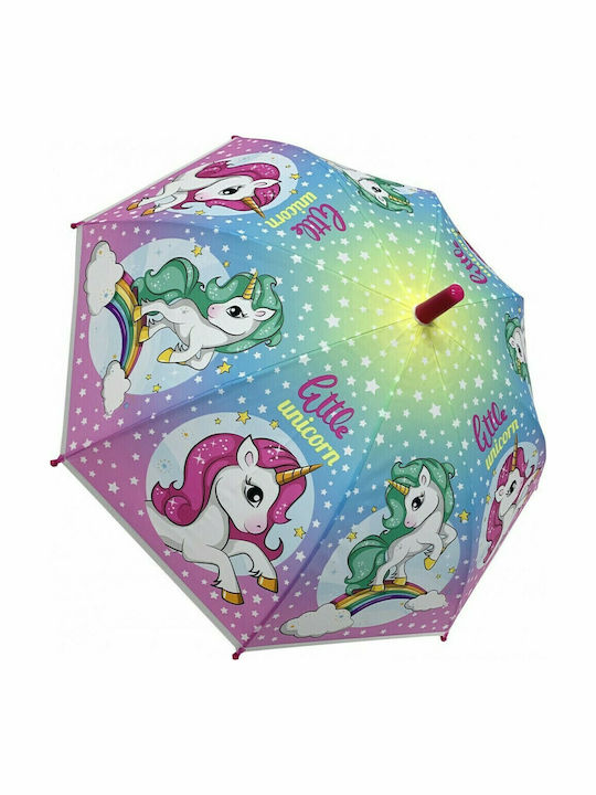 Chanos Kinder Regenschirm Gebogener Handgriff Little Unicorn Bunt