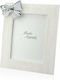 Moda Argenti Embossed Waves and Bow Silver White Photo Frame