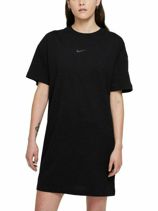 Nike Mini Κοντομάνικο Αθλητικό Φόρεμα Μακό Μαύρο