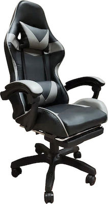 Gaming Relax Artificial Leather Gaming Chair with Footrest Gray