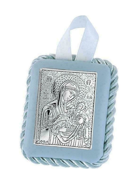 Prince Silvero Οδηγήτρια Saint Icon Kids Talisman with Virgin Mary Blue from Silver MB-ED-1009-FC