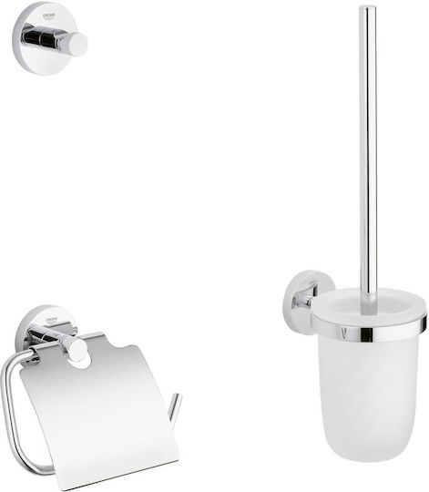 Grohe Essentials Set Montat Pe Perete De Accesorii Pentru Baie Metalic Argintiu 3 Bucăți