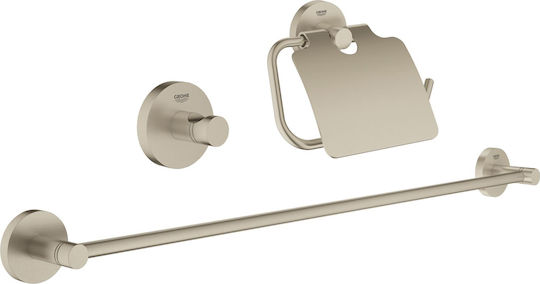 Grohe Essentials Επιτοίχιο Σετ Αξεσουάρ Μπάνιου Μεταλλικό Ασημί 3τμχ