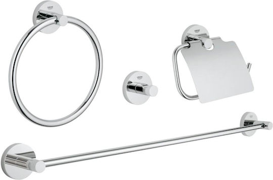 Grohe Essentials Wall-Mounted Бански Комплект Металик Сребрист 4 Бройки Grohe Essentials Wall-Mounted Бански Комплект Металик Сребрист 4 Бройки