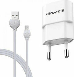 Awei Charger with USB-A Port and Cable USB-C Wh...