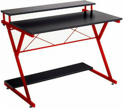 Wooden Home Office Desk with Metal Legs Μαύρο'/ Κόκκινο L100xW47xH75cm