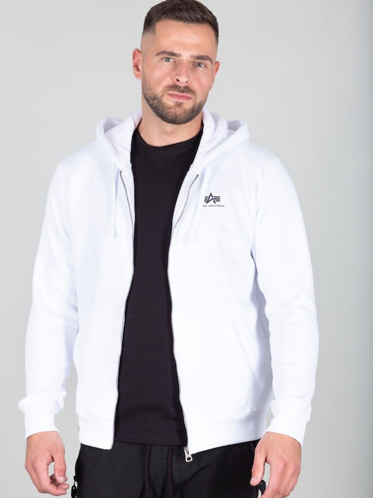 Alpha Industries Basic Ζακέτα με Κουκούλα Λευκή
