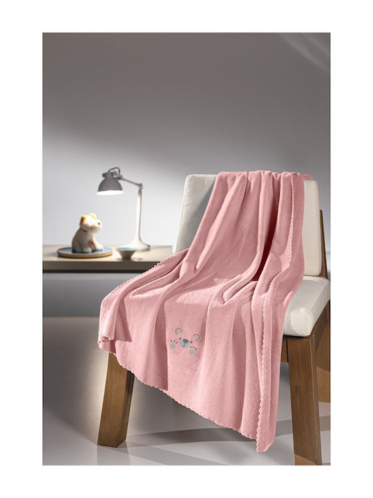 Guy Laroche Blanket Cot Baby Bear Fleece Pink 1...