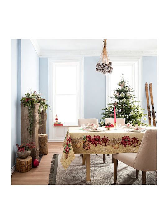 Gofis Home 987 Christmas Tablecloth Fabric Beig...