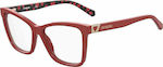 Moschino Plastic Eyeglass Frame Butterfly Red MOL586 C9A