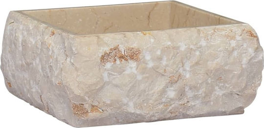 vidaXL Επικαθήμενος Νιπτήρας Πέτρινος 30x30x13cm Μπεζ