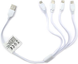 Onyx Autoline 14016 Regular USB to Lightning / micro USB / mini USB / Type-C 1.5m Cable White (14016)