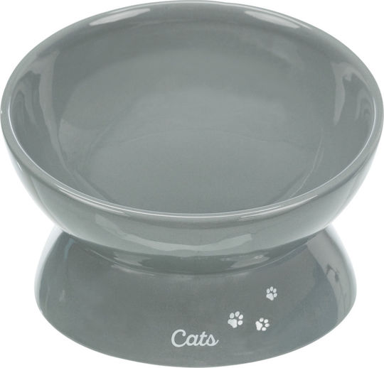 Trixie Ergonomic Shape Ceramic Bowl Food & Water for Dog & Cat with Base 350ml 17cm in Gray Color
