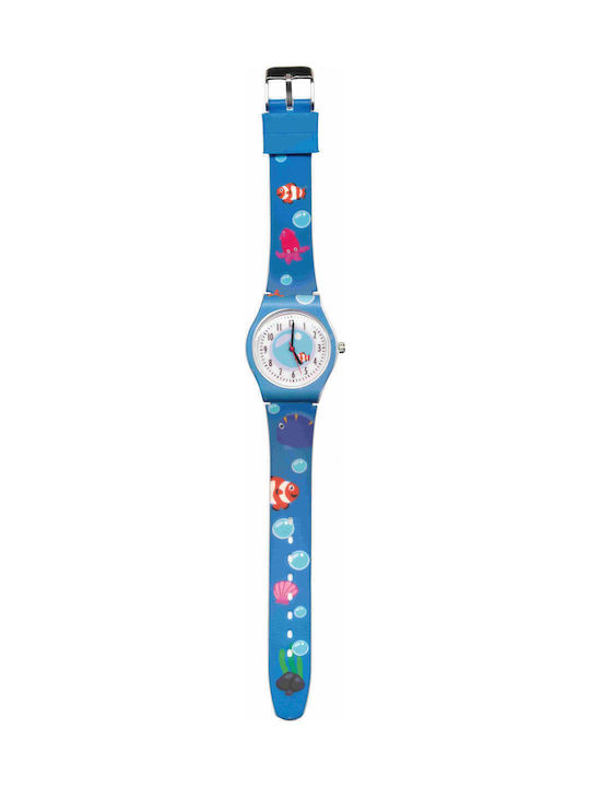 Mic O Mic Βυθός Kinder Analoguhr mit Kautschuk/Plastik Armband Blau