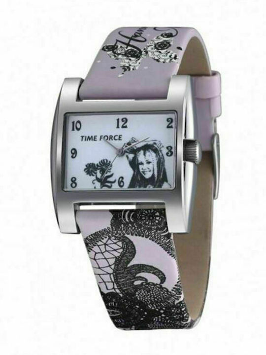 Time Force Kinder-Analoguhr mit Lederarmband Lila
