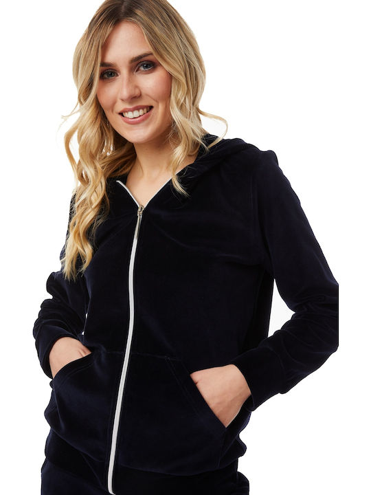 Minerva Winter Women's Cotton Pyjama Jacket Navy Blue