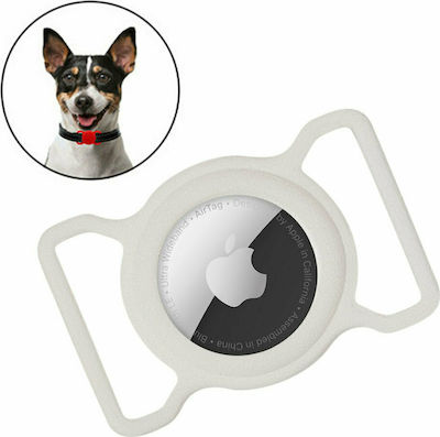 Hurtel Flexible Cover Silicone Pet Collar Case for AirTag White