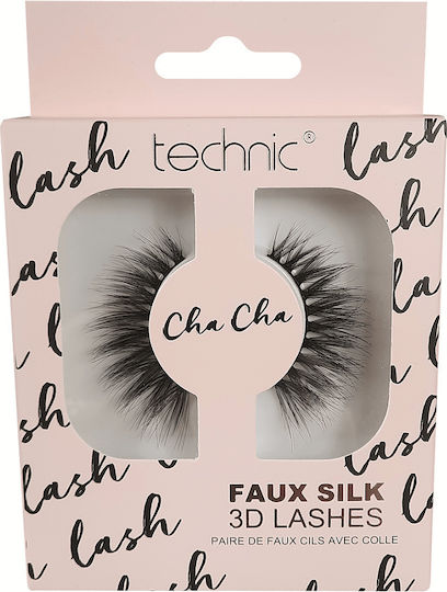 Technic Faux Silk 3D Eyelashes 3D Μαύρες με Κόλλα