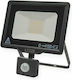 Metanor Waterproof LED Floodlight 30W Natural White 4000K with Motion Sensor IP44