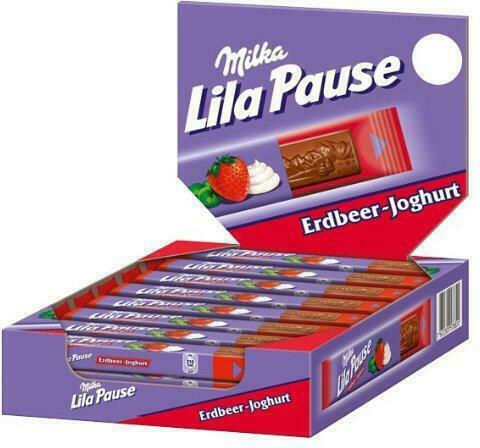 Milka Lila Pause Schokolade Milch Erdbeere 34gr 25Stück