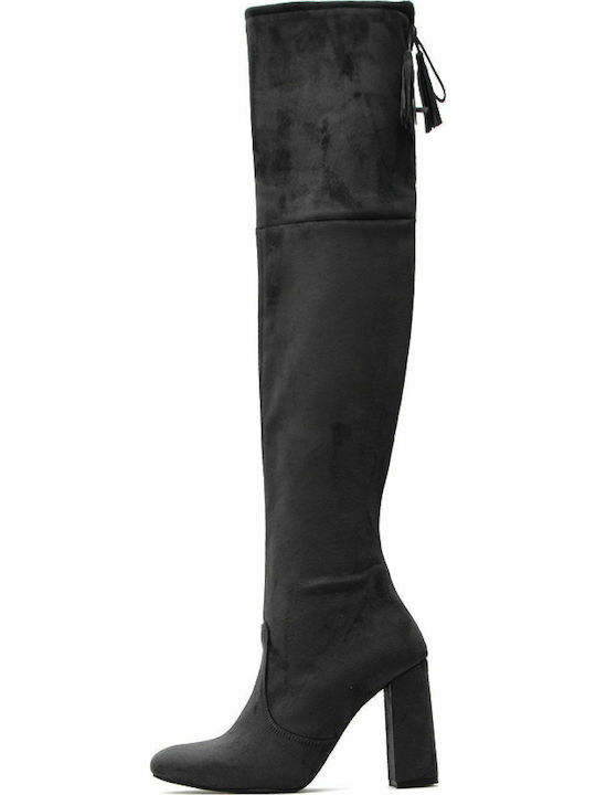 Makis Kotris Wildleder Damenstiefel Über dem Knie Gray