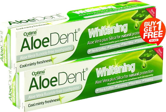 Optima Naturals Aloe Dent Whitening Οδοντόκρεμα Χωρίς Φθόριο για Λεύκανση 2x100ml