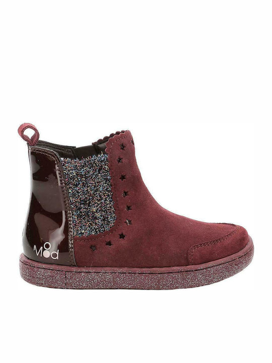 Ghete Copii din Piele cu Fermuar Burgundy