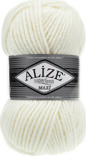 Alize Synthetic Knitting Yarn Superlana Maxi 1 Cream 100m 100gr